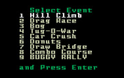 Stadium Mud Buggies for Intellivision - Event menu.