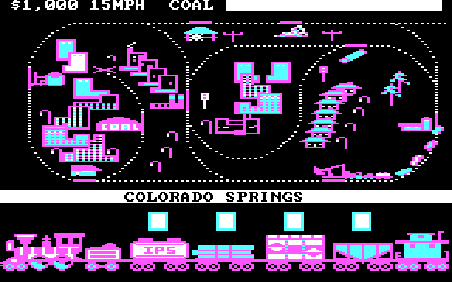Trains IBM PC/Compatibles Screenshot: Welcome to Colorado Springs!