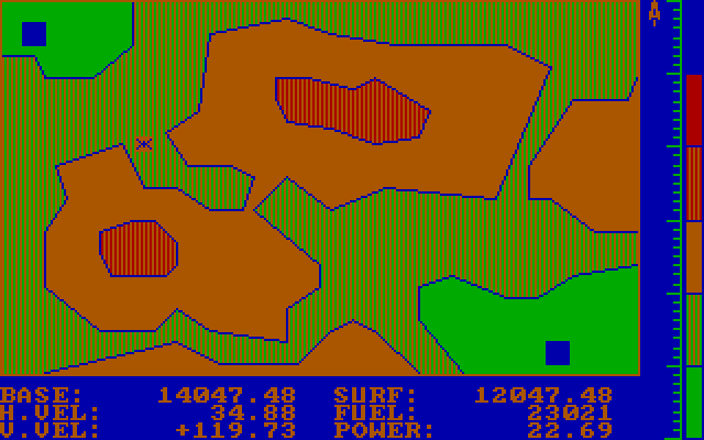 Evacu-Pod IBM PC/Compatibles Screenshot: Flying across the terrain to my destination...