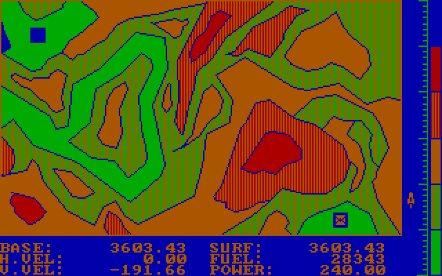 Evacu-Pod IBM PC/Compatibles Screenshot: Trying to land...my speed is still too fast!
