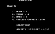 Evacu-Pod for IBM PC/Compatibles - To make the game more difficult or easier you can also specify a custom gravity setting.