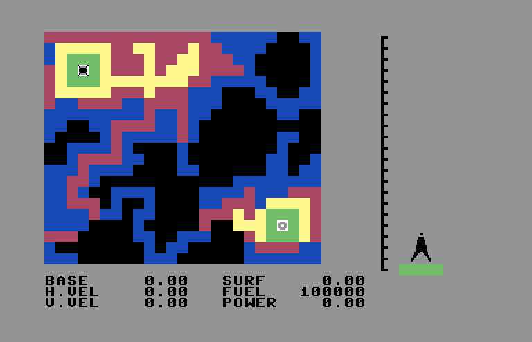Evacu-Pod Commodore 64 Screenshot: Starting the most difficult scenario.