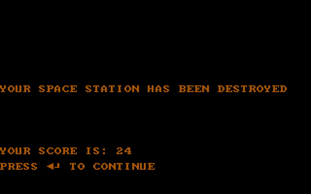 Laserithmetic IBM PC/Compatibles Screenshot: Game over.