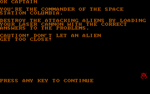 Laserithmetic IBM PC/Compatibles Screenshot: Here's your mission...