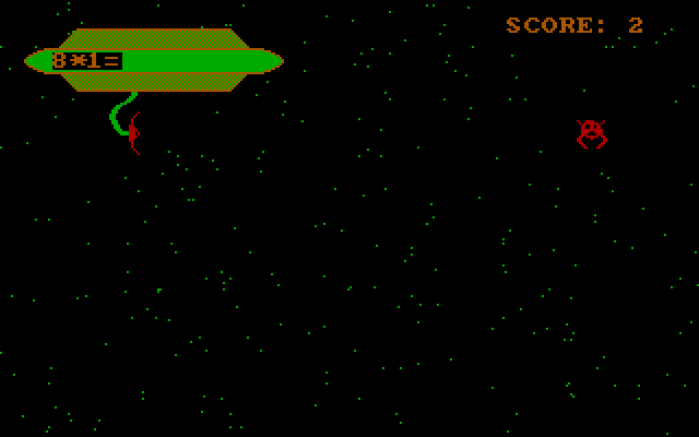 Laserithmetic IBM PC/Compatibles Screenshot: Here's a multiplication problem.