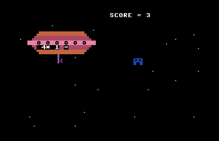 Laserithmetic Commodore 64 Screenshot: A multiplication question...
