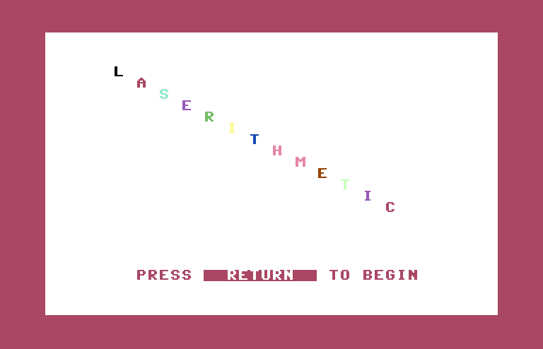 Laserithmetic Commodore 64 Screenshot: Title screen.