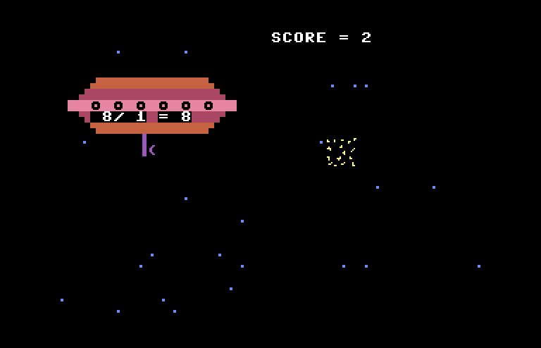 Laserithmetic Commodore 64 Screenshot: Target destroyed!