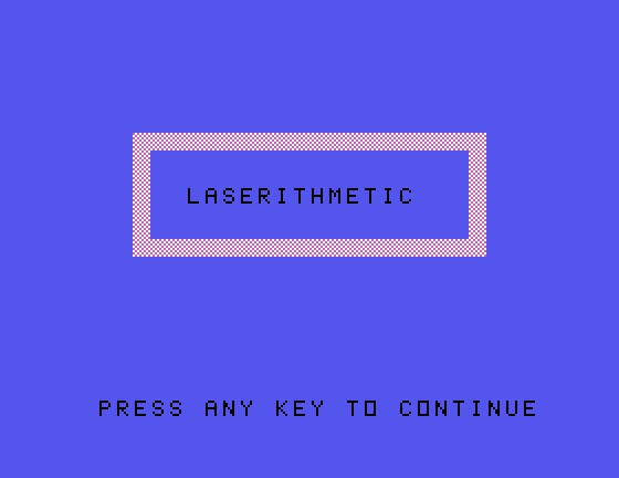 Laserithmetic TI-99/4A Screenshot: Title screen.