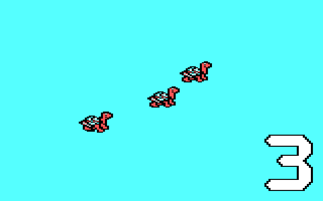 Stickybear Numbers IBM PC/Compatibles Screenshot: Counting turtles as they walk onto the screen.