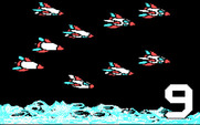 Stickybear Numbers for IBM PC/Compatibles - Nine rockets.