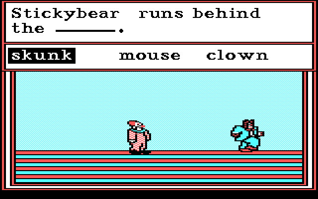Stickybear Reading IBM PC/Compatibles Screenshot: Select the correct word to complete the sentence.