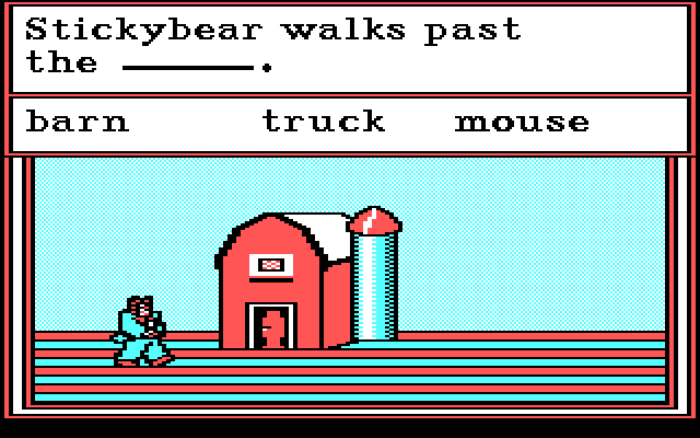 Stickybear Reading IBM PC/Compatibles Screenshot: Another sentence to complete.