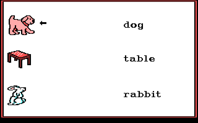 Stickybear Reading IBM PC/Compatibles Screenshot: Next round; match the words to the images...