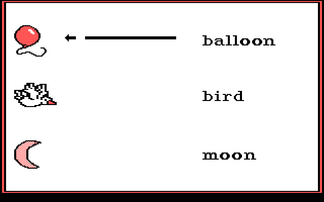 Stickybear Reading IBM PC/Compatibles Screenshot: Connect the balloon to the balloon...