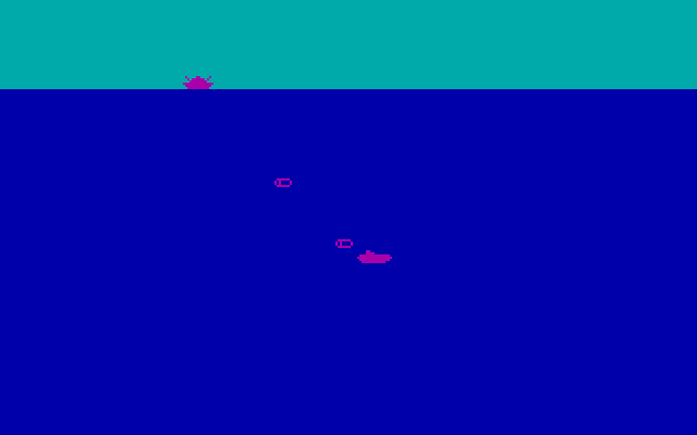 Torpedo Alley IBM PC/Compatibles Screenshot: Lookout, don't get hit by depth charges!