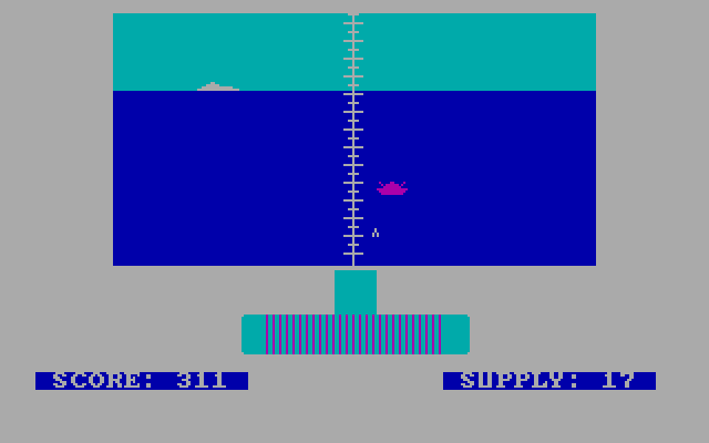 Torpedo Alley IBM PC/Compatibles Screenshot: Firing at a ship...
