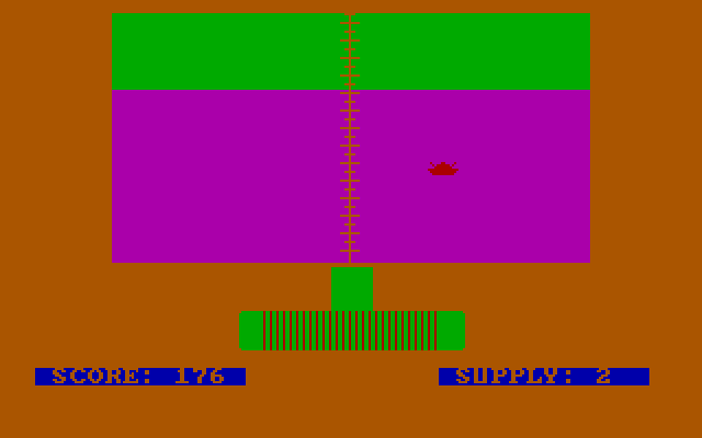 Torpedo Alley IBM PC/Compatibles Screenshot: The screen quickly flashes different colors when you're hit.