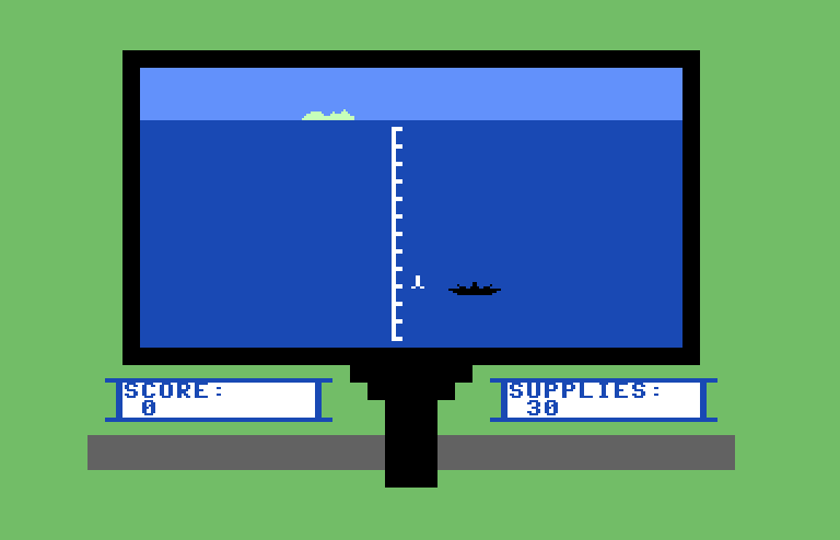 Torpedo Alley Commodore 64 Screenshot: Just missed a target!