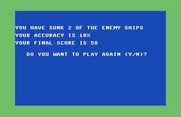 Torpedo Alley for Commodore 64 - Game over.