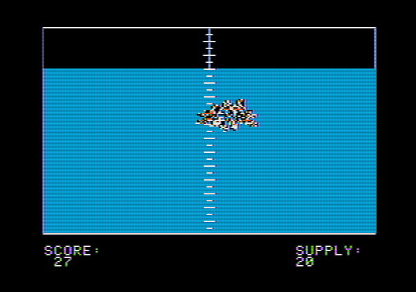 Torpedo Alley Apple II Screenshot: Target destroyed!
