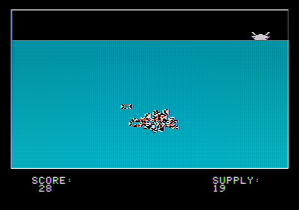 Torpedo Alley Apple II Screenshot: The enemy got me this time.