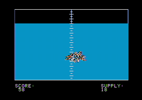 Torpedo Alley Apple II Screenshot: Another target gone...
