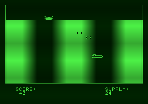 Torpedo Alley Apple II Screenshot: Time to dive...