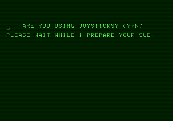 Torpedo Alley Apple II Screenshot: Preparing a new game.