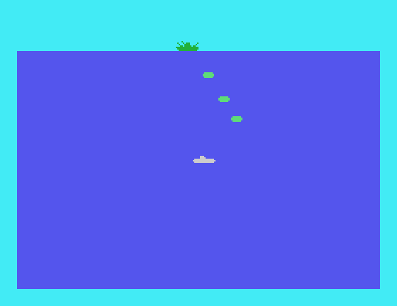 Torpedo Alley TI-99/4A Screenshot: Avoid the depth charges.