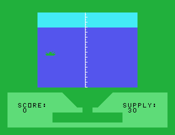 Torpedo Alley TI-99/4A Screenshot: Game start.
