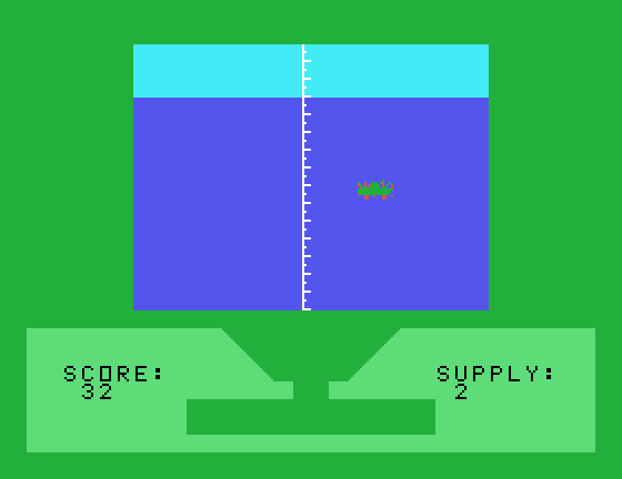 Torpedo Alley TI-99/4A Screenshot: An enemy ship fires at me!