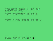 Torpedo Alley for TI-99/4A - Game over.