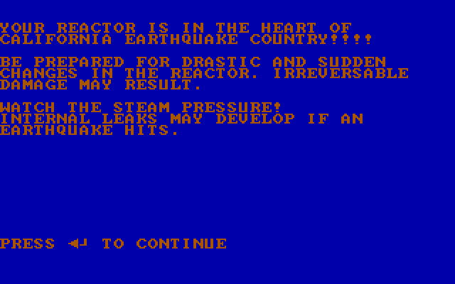 Over-Reaction IBM PC/Compatibles Screenshot: Intro to skill level 3.