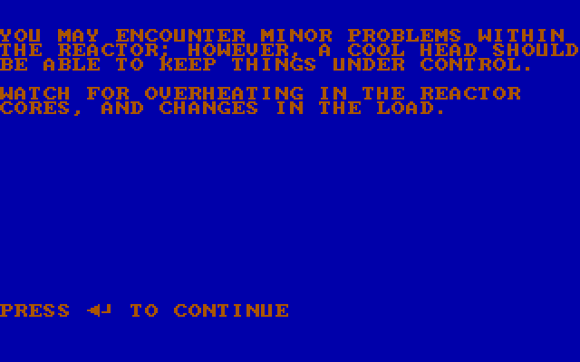 Over-Reaction IBM PC/Compatibles Screenshot: Introduction for the easiest skill level.