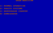 Over-Reaction for IBM PC/Compatibles - Main menu.