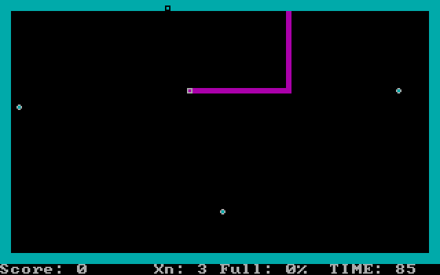 Xonix IBM PC/Compatibles Screenshot: Starting the game with an empty board.