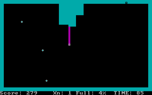 Xonix IBM PC/Compatibles Screenshot: Filling in blocks.