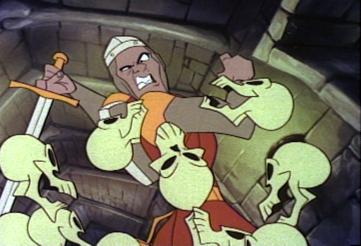 Dragon's Lair Arcade Screenshot: Attacking skeletons!