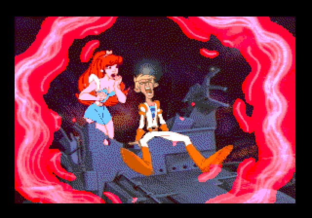 Space Ace Sega CD / Mega-CD Screenshot: Our hero has been hit with the infanto ray!