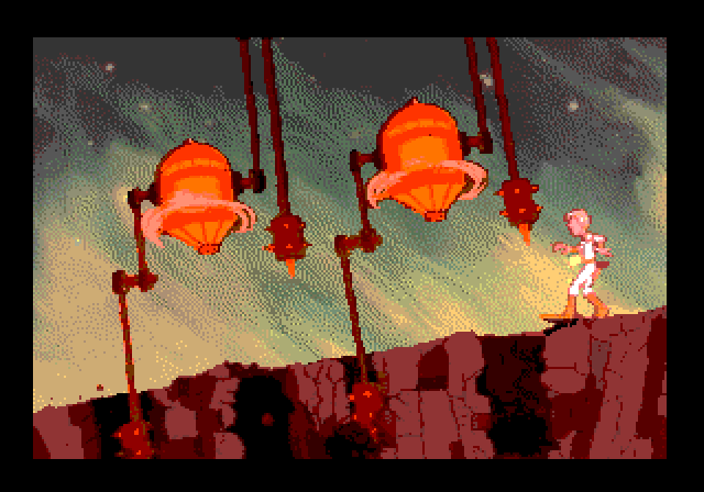 Space Ace Sega CD / Mega-CD Screenshot: I need to get past these drilling robots...