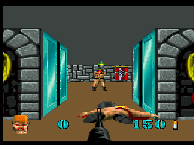 Wolfenstein 3D Atari Jaguar Screenshot: Be careful when opening doors, you don't know who will be on the other side...