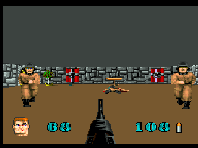 Wolfenstein 3D Atari Jaguar Screenshot: One down, two more to go...