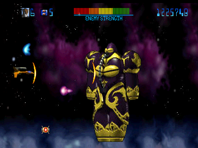 Trevor McFur in the Crescent Galaxy Atari Jaguar Screenshot: Attacks from this mechanical boss are fast!