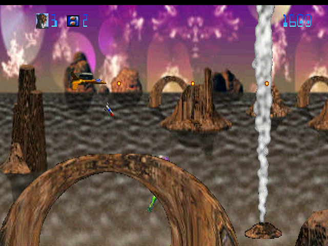 Trevor McFur in the Crescent Galaxy Atari Jaguar Screenshot: On to the next area...avoid the steem here!
