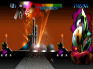 Trevor McFur in the Crescent Galaxy for Atari Jaguar - Attacking a colorful blob!