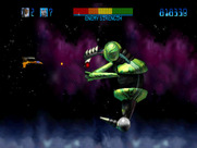 Trevor McFur in the Crescent Galaxy for Atari Jaguar - The next large boss appears...