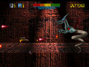 Trevor McFur in the Crescent Galaxy for Atari Jaguar - A giant lizard appears...