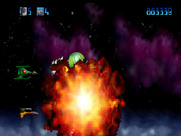 Trevor McFur in the Crescent Galaxy for Atari Jaguar - Enemy destroyed!