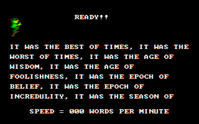 Wizard of Id's WizType IBM PC/Compatibles Screenshot: Ready to type!